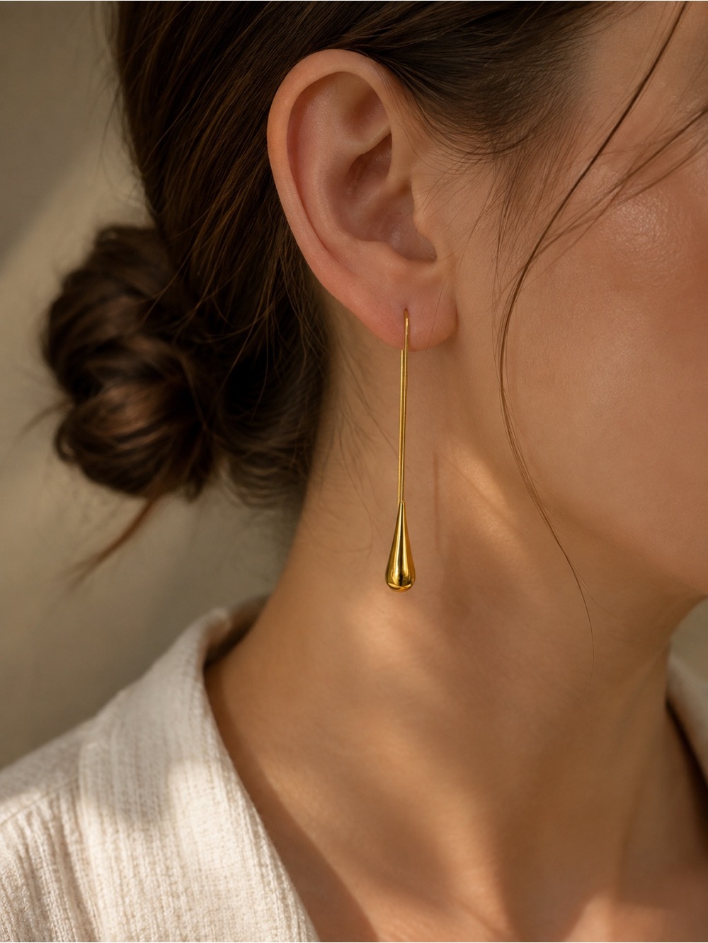 Gold Teardrop Threader Earrings - Women's Jewelry